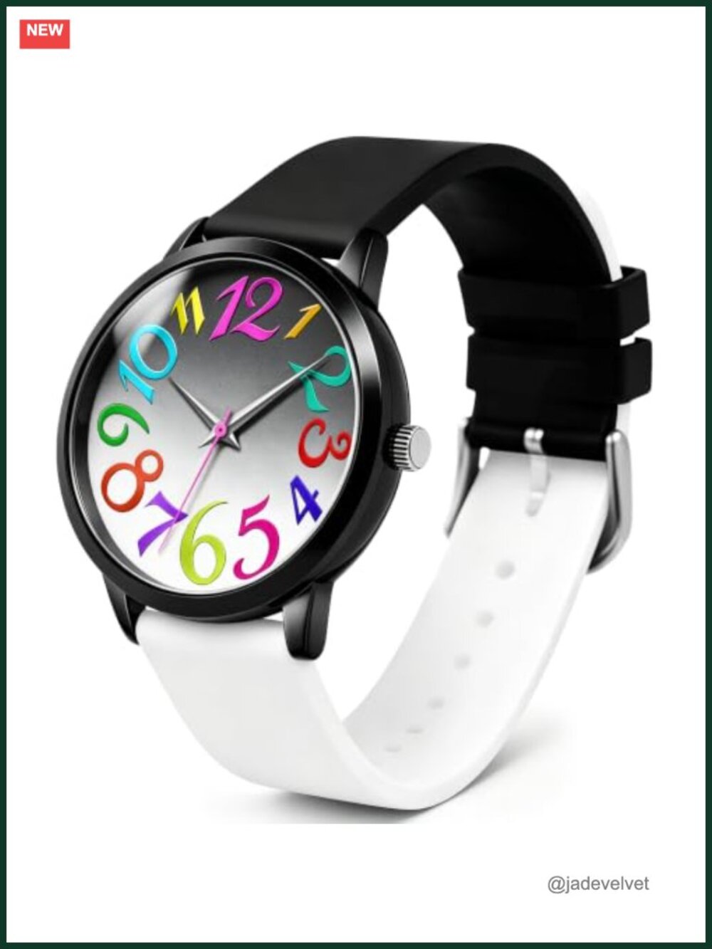 37mm Women's Watch Silicone Strap Big Face Easy to Read Waterproof